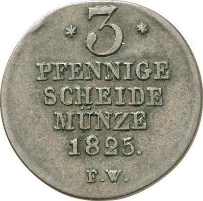 Reverse 3 Pfennig 1825 F.W. -  Coin Value - Waldeck-Pyrmont, George Heinrich