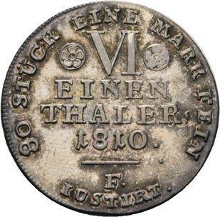Reverse 1/6 Thaler 1810 F "Type 1808-1813" - Silver Coin Value - Westphalia, Jérôme Napoléon