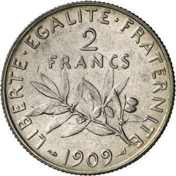 Reverse 2 Francs 1909 "Sower" - Silver Coin Value - France, Third Republic
