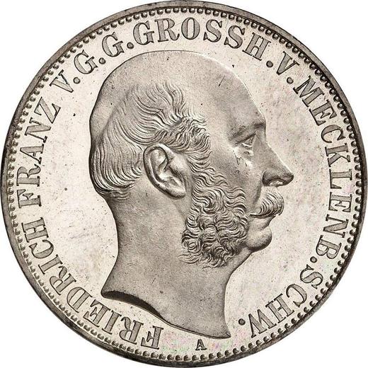 Аверс монеты - Талер 1867 года A "25 лет правления Фридриха Франца II" - цена серебряной монеты - Мекленбург-Шверин, Фридрих Франц II