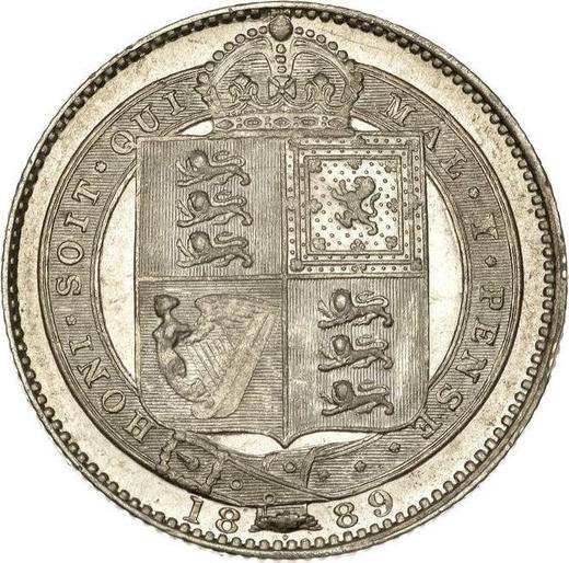 Reverso 1 chelín 1889 JEB "Pequeño retrato jubilar" - valor de la moneda de plata - Gran Bretaña, Victoria