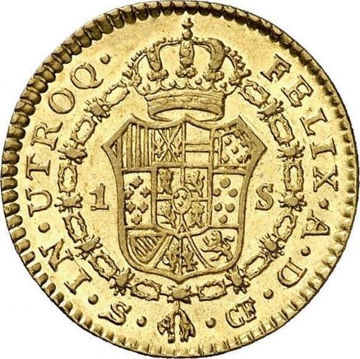 Reverse 1 Escudo 1773 S CF - Gold Coin Value - Spain, Charles III
