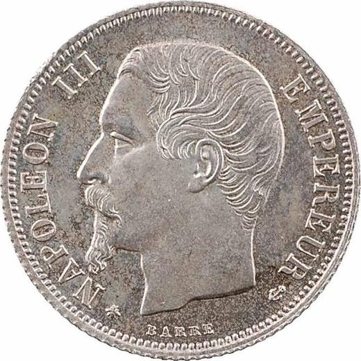 Anverso 1 franco 1863 A "Tipo 1853-1863" - valor de la moneda de plata - Francia, Napoleón III Bonaparte
