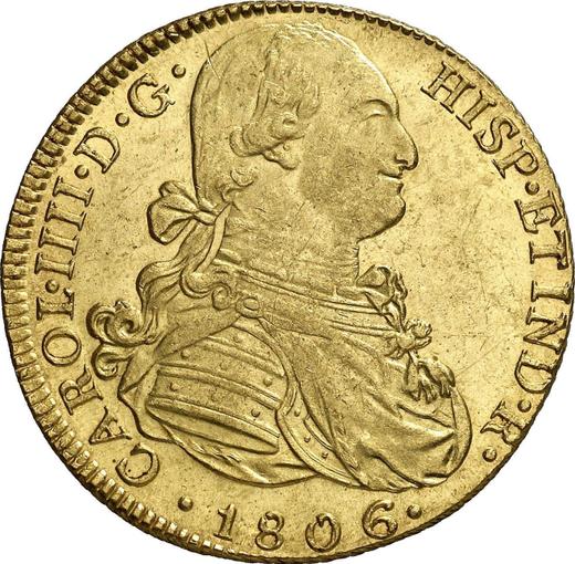 Obverse 8 Escudos 1806 JP - Gold Coin Value - Peru, Charles IV
