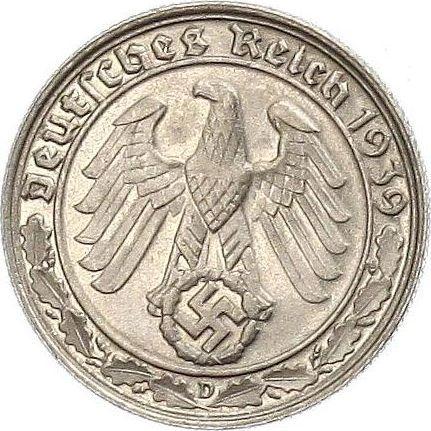 Reverse 50 Reichspfennig 1939 D "Type 1938-1939" -  Coin Value - Germany, Third Reich