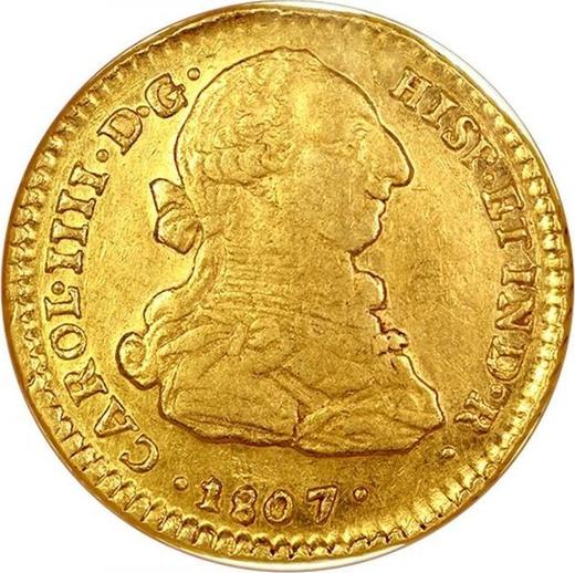 Obverse 2 Escudos 1807 So FJ - Gold Coin Value - Chile, Charles IV