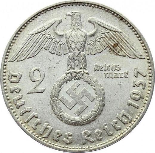 Reverso 2 Reichsmarks 1937 D "Tipo 1936-1939" - valor de la moneda de plata - Alemania, Alemania nazi