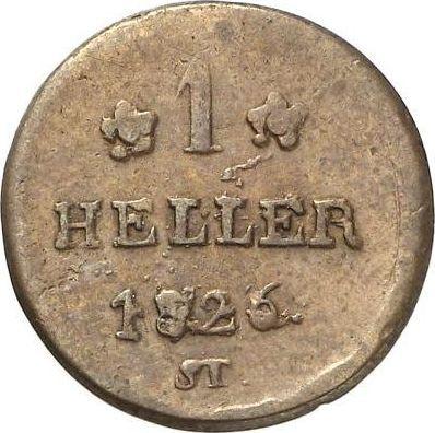 Reverse 1 Heller 1826 ST -  Coin Value - Lippe, Paul Alexander Leopold II