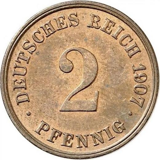 Аверс монеты - 2 пфеннига 1907 года D "Тип 1904-1916" - цена  монеты - Германия, Германская Империя