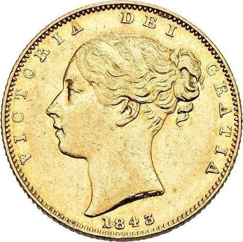 Avers Sovereign 1843 WW "Wappen" Schmaler Schild - Goldmünze Wert - Großbritannien, Victoria