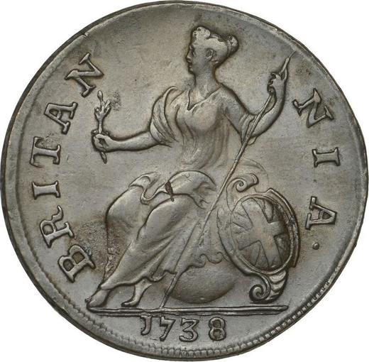 Revers 1/2 Penny 1738 "Porträt in jungen Jahren" - Münze Wert - Großbritannien, Georg II