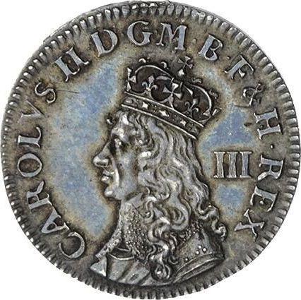 Obverse Threepence no date (1660-1662) Mark of value "III" - Silver Coin Value - United Kingdom, Charles II