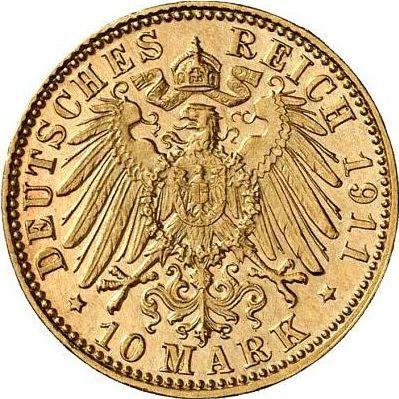 Reverso 10 marcos 1911 D "Bavaria" - valor de la moneda de oro - Alemania, Imperio alemán