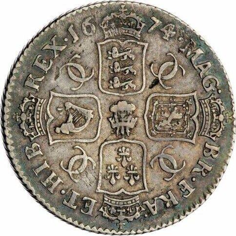 Reverse Shilling 1674 "Second laureate bust" Plume in centre only - Silver Coin Value - United Kingdom, Charles II