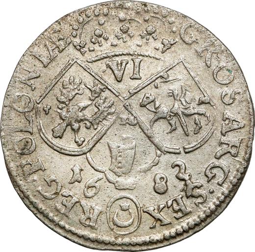 Reverse 6 Groszy (Szostak) 1682 "Portrait with Crown" - Silver Coin Value - Poland, John III Sobieski