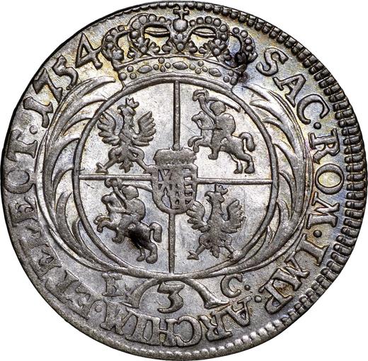 Reverse 3 Groszy (Trojak) 1754 EC "Crown" - Silver Coin Value - Poland, Augustus III