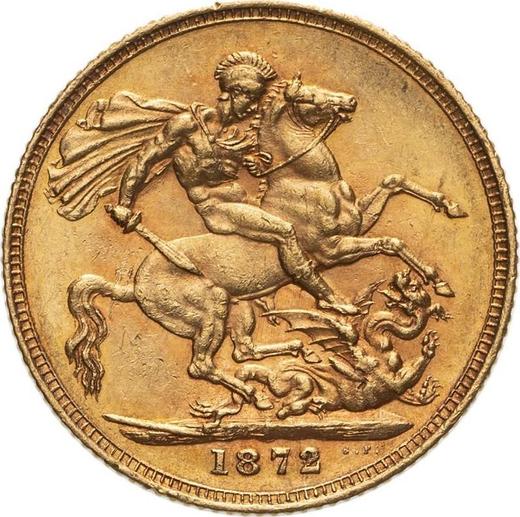 Rewers monety - 1 suweren 1872 WW "Św. Jerzy" - cena złotej monety - Wielka Brytania, Wiktoria