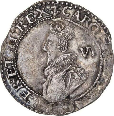 Obverse Sixpence 1628 "Second draped bust" - Silver Coin Value - United Kingdom, Charles I
