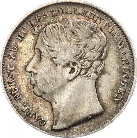 Аверс монеты - 1/2 гульдена 1844 года D - цена серебряной монеты - Гогенцоллерн-Зигмаринген, Карл