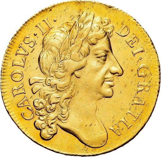Anverso 2 guineas 1682 "Segundo busto de laureado" - valor de la moneda de oro - Gran Bretaña, Carlos II