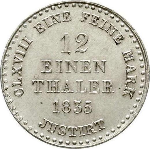 Reverse 1/12 Thaler 1835 B - Silver Coin Value - Hanover, William IV
