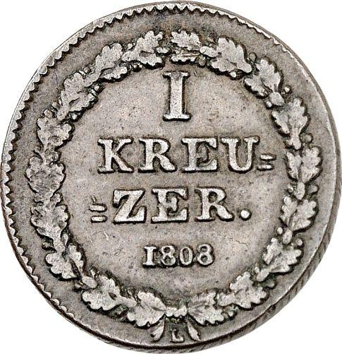 Реверс монеты - 1 крейцер 1808 года L - цена  монеты - Нассау, Фридрих Август
