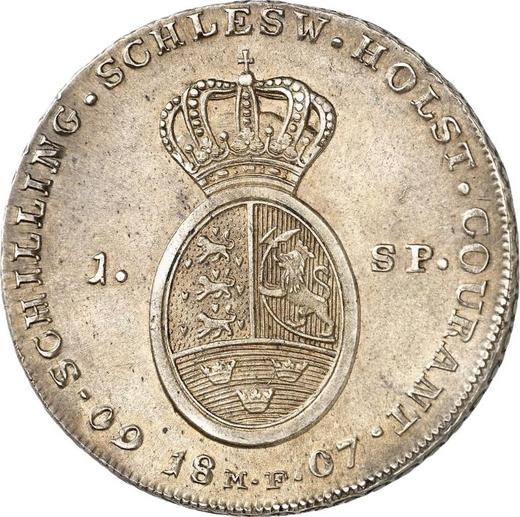 Реверс монеты - Талер 1807 года MF - цена серебряной монеты - Шлезвиг-Гольштейн, Кристиан VII