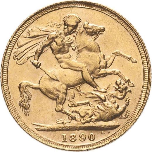 Rewers monety - 1 suweren 1890 S JEB "Portret jubileuszowy" - cena złotej monety - Australia, Wiktoria