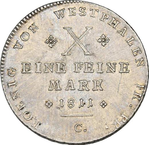 Reverse Thaler 1811 C "Large laurel wreath" - Silver Coin Value - Westphalia, Jérôme Napoléon