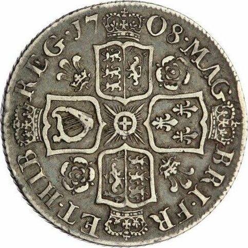 Rewers monety - 1 szeląg 1708 "Trzeci typ portretu" Róże i pióra w kątach - cena srebrnej monety - Wielka Brytania, Anna