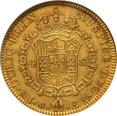 Reverse 4 Escudos 1780 Mo FF - Gold Coin Value - Mexico, Charles III
