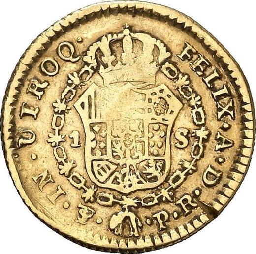 Reverse 1 Escudo 1787 PTS PR - Gold Coin Value - Bolivia, Charles III