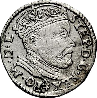 Obverse 3 Groszy (Trojak) 1585 "Lithuania" - Silver Coin Value - Poland, Stephen Bathory
