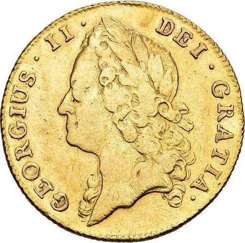 Аверс монеты - 1 гинея 1741 года "Портрет в среднем возрасте" - цена золотой монеты - Великобритания, Георг II