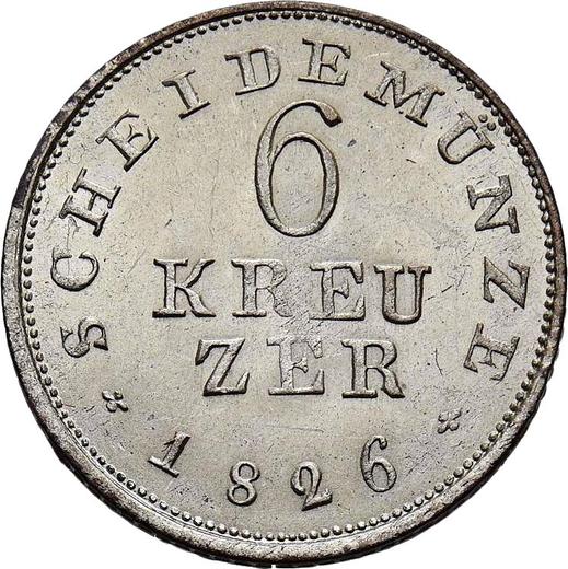 Reverse 6 Kreuzer 1826 - Silver Coin Value - Hesse-Darmstadt, Louis I