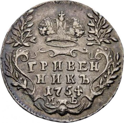 Reverse Grivennik (10 Kopeks) 1754 МБ - Silver Coin Value - Russia, Elizabeth