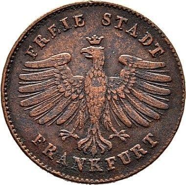 Anverso 1 heller 1843 - valor de la moneda  - Fráncfort del Meno, Ciudad Libre