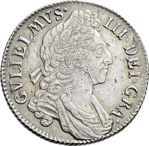 Avers 1 Schilling 1698 "Dritte lorbeerbekrönte Büste" Federn in Winkeln - Silbermünze Wert - Großbritannien, Wilhelm III