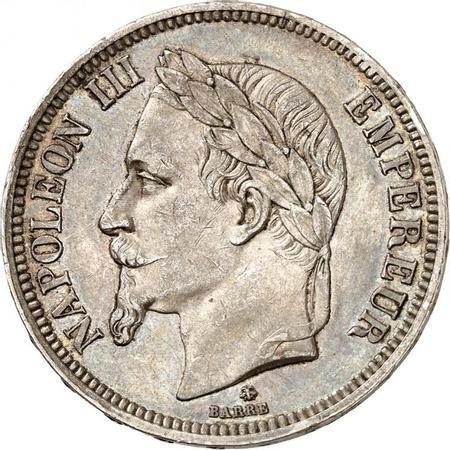 Аверс монеты - 5 франков 1862 года "Тип 1861-1870" Без монетного двора - цена серебряной монеты - Франция, Наполеон III