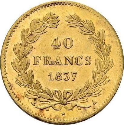 Reverse 40 Francs 1837 A "Type 1831-1839" - Gold Coin Value - France, Louis Philippe I
