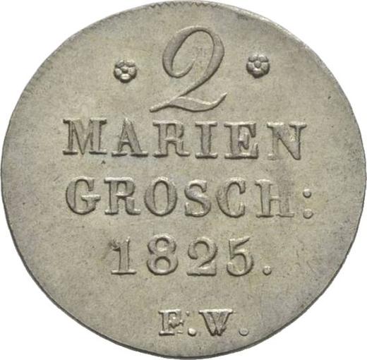 Reverso 2 mariengroschen 1825 F.W. - valor de la moneda de plata - Waldeck-Pyrmont, Jorge II