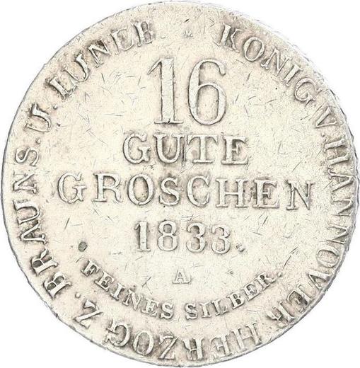 Reverse 16 Gute Groschen 1833 A K - Silver Coin Value - Hanover, William IV