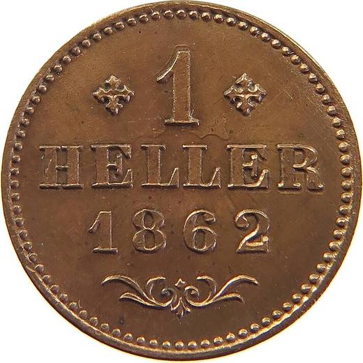 Reverso 1 heller 1862 - valor de la moneda - Fráncfort del Meno, Ciudad Libre