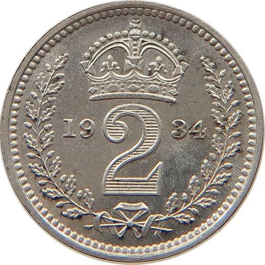Reverse Twopence 1934 - Silver Coin Value - United Kingdom, George V