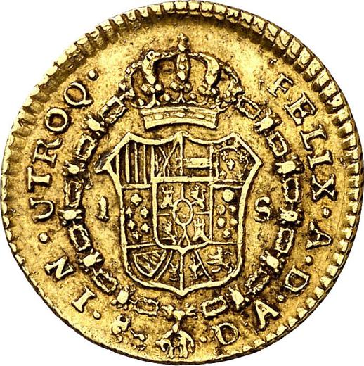 Reverse 1 Escudo 1799 So DA - Gold Coin Value - Chile, Charles IV