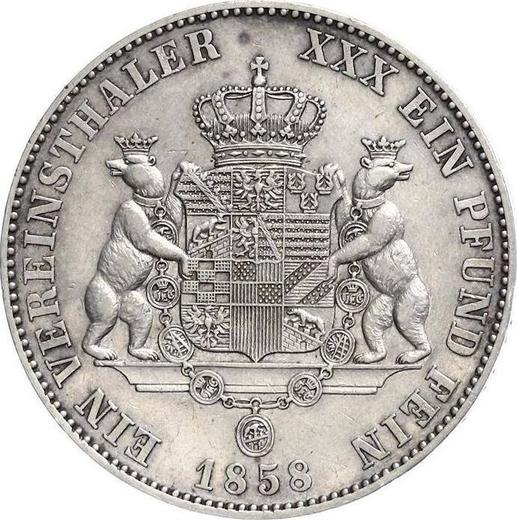 Reverse Thaler 1858 A - Silver Coin Value - Anhalt-Dessau, Leopold Frederick