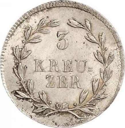 Revers 3 Kreuzer 1820 "Typ 1820-1825" - Silbermünze Wert - Baden, Ludwig I