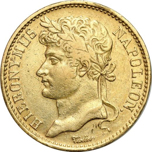 Awers monety - 20 franków 1809 J - cena złotej monety - Westfalia, Hieronim Napoleon