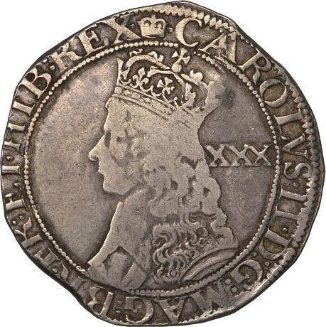 Obverse Halfcrown 1660-1662 "Third coinage" Mark of value "XXX" - Silver Coin Value - United Kingdom, Charles II