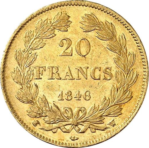 Reverse 20 Francs 1846 W "Type 1832-1848" - Gold Coin Value - France, Louis Philippe I